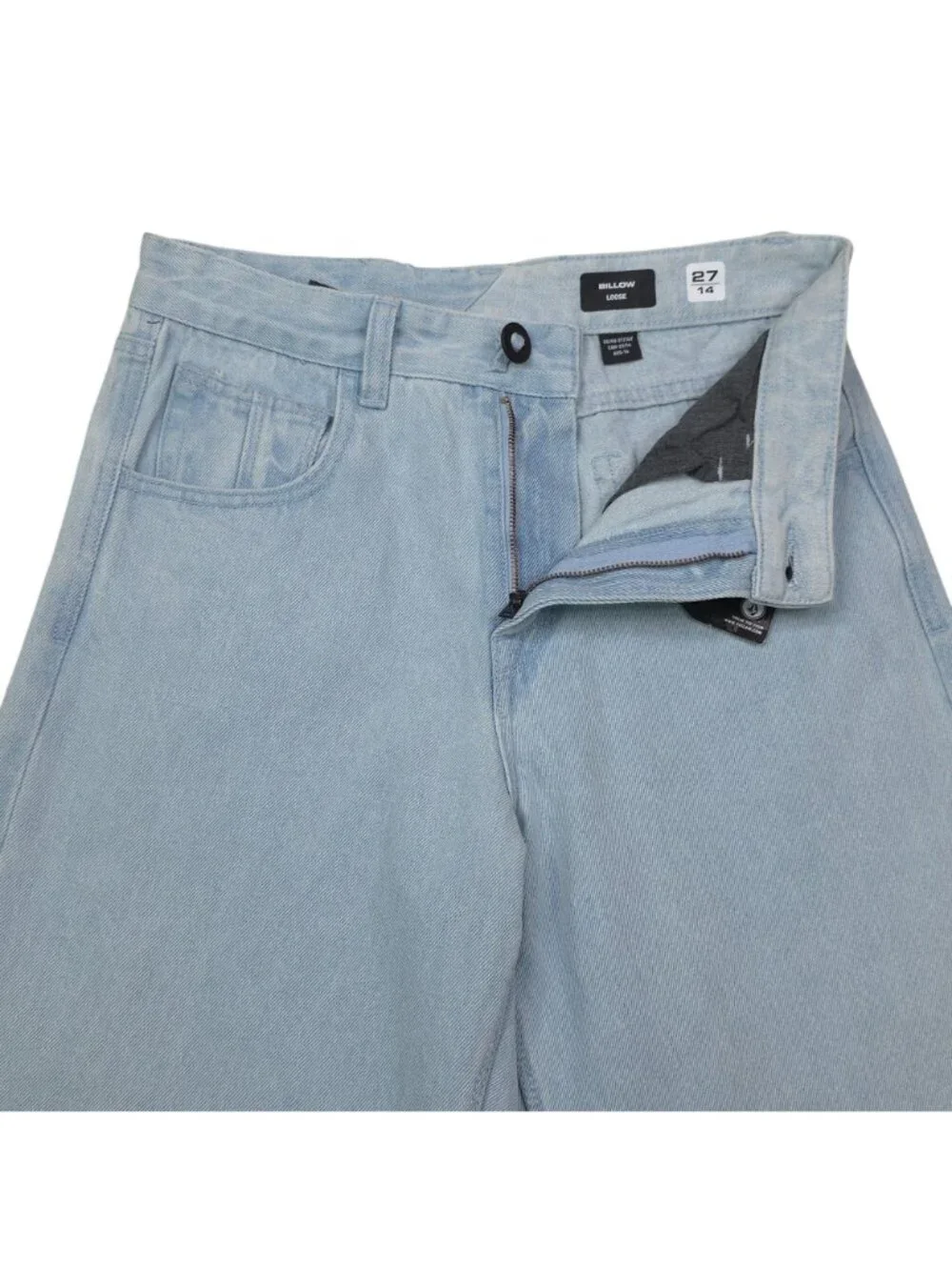 Volcom Billow Loose Fit Denim Jeans Boys Youth sz 14 27  Relaxed Rise Light Wash